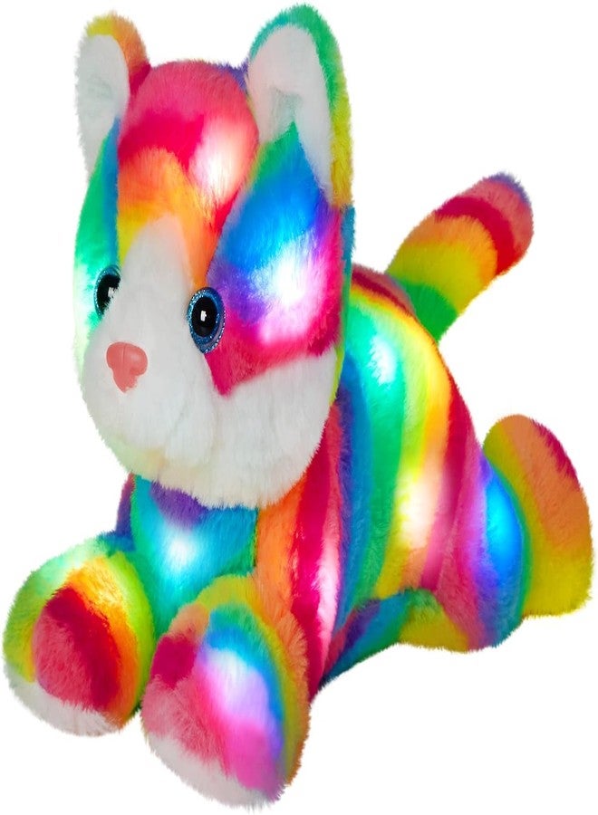 Glow Guards قطة قوس قزح مضيئة من جلو جاردز، لعبة قطة ناعمة محشوة مع ضوء ليلي LED، هدية مثالية لأعياد الميلاد وعيد الأطفال، للأطفال الصغار من الجنسين، 13 بوصة. - Image 1